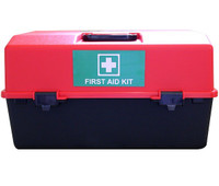 Empty Large Portable First Aid Box Red Black Image One 