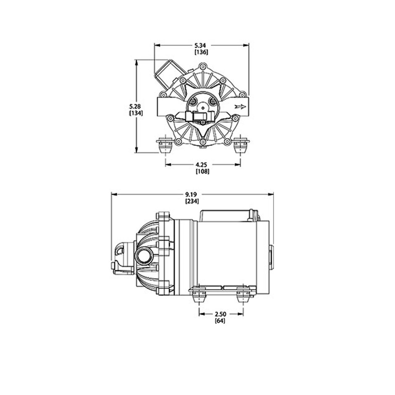 Valley Industries Everflo 7.0 GPM 12 Volt Diaphragm Pump Drawing