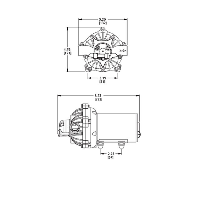 Valley Industries Everflo 3.0 GPM 12 Volt Diaphragm Pump Drawing