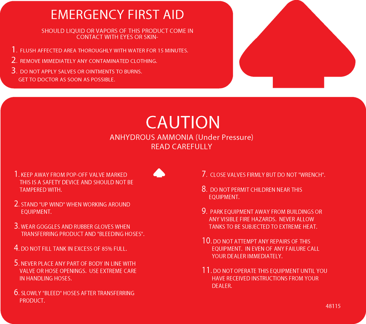 Anhydrous Graphics Caution First Aid Decal 48115