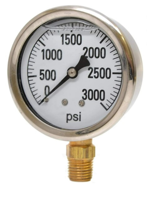 Valley Industries 2.5" SS O.E.M. Liquid Filled Gauge, 3000PSI | 2441GXB3000
