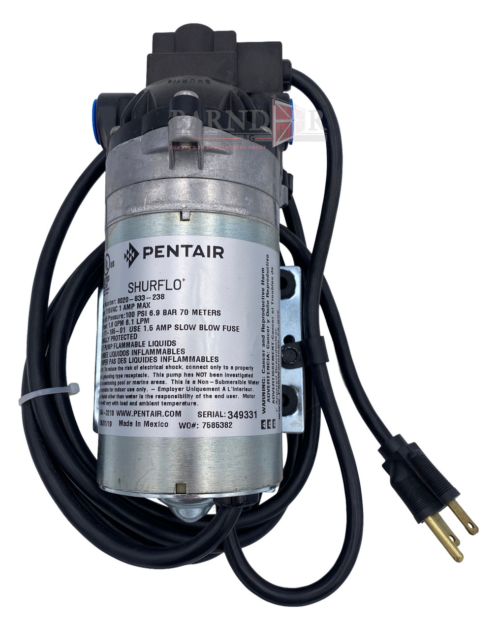 Shurflo 8020 Series High Pressure Demand 115 VAC Pump 8020-833-238