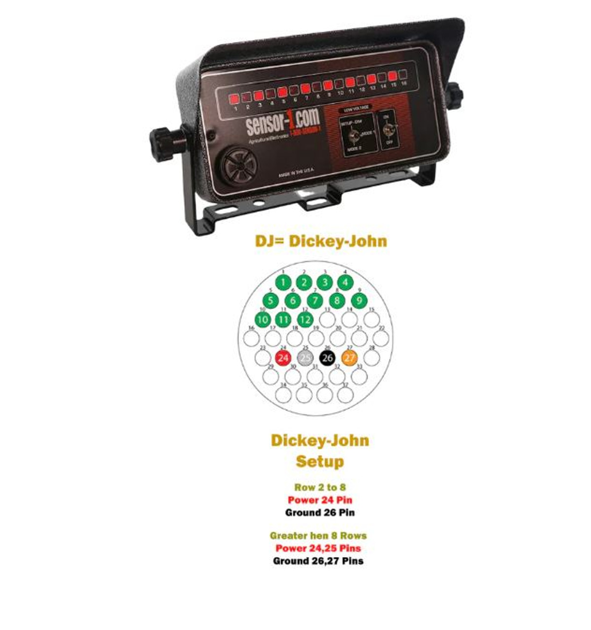Sensor-1 16 Row Seed Flow Planter/Drill Monitor for Dickey-John