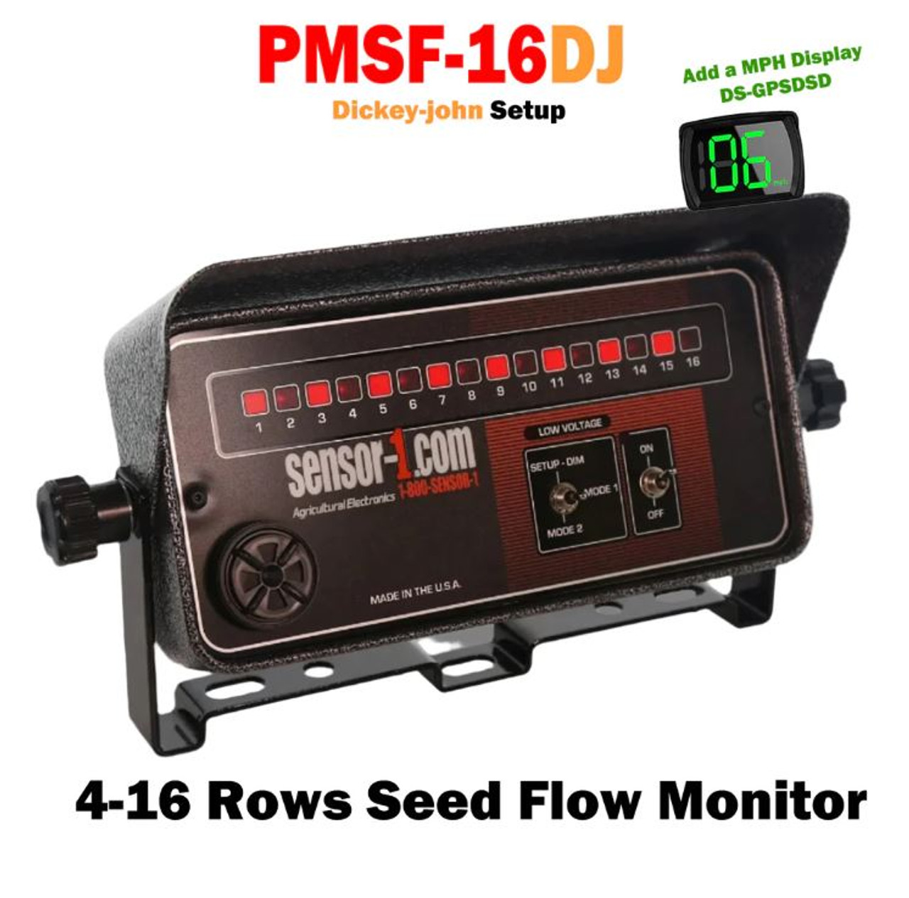 Sensor-1 16 Row Seed Flow Planter/Drill Monitor for Dickey-John | PMSF-16-DJ