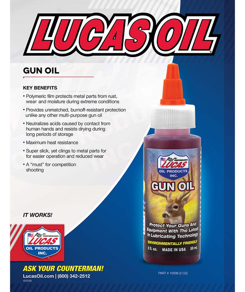 Lucas Gun Oil 2oz Original 10006 & Extreme Duty 1oz Needle Oiler 10875 
