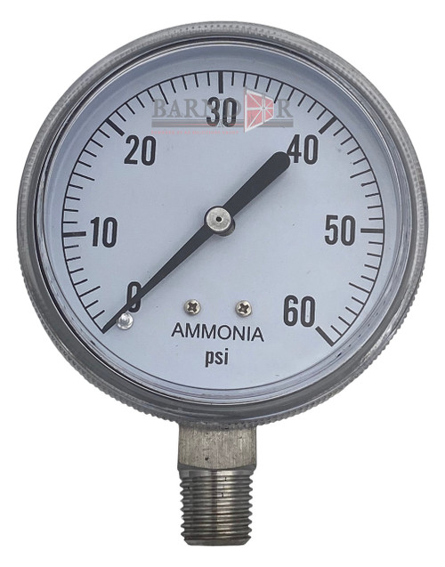 Valley Industries 4" SS Dry NH3 Gauge, 60PSI | 4180DSX60