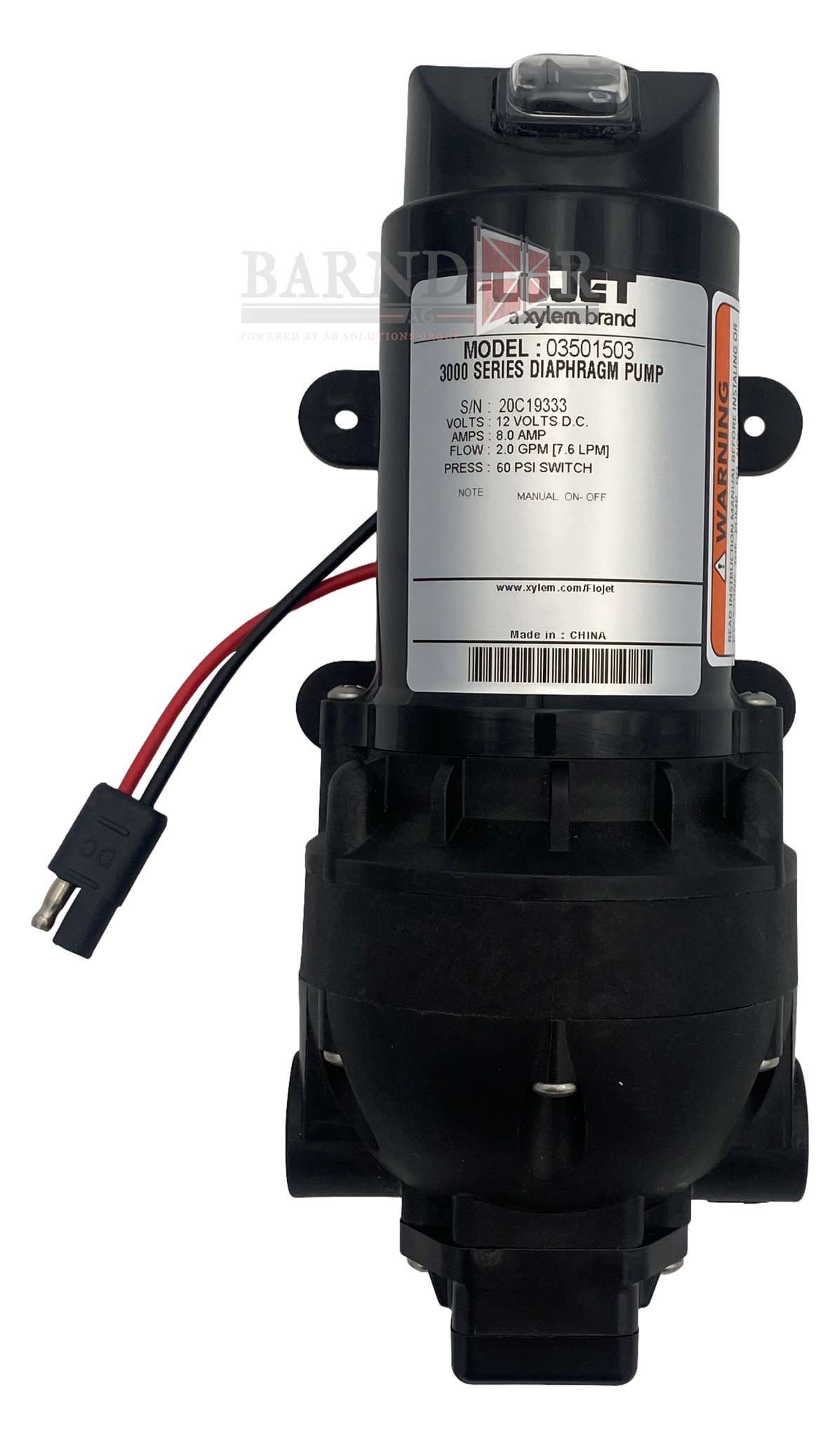 Flojet Triplex Sprayer Pump, 12V, 3/8 NPT, 2 GPM | 03501503A