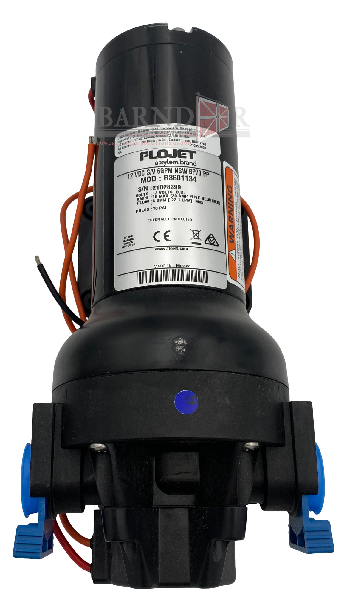 Flojet VersiJet High Capacity Pump 12V, 6 GPM @ 70 PSI | R8601134A