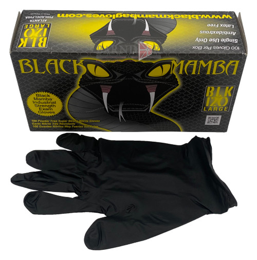 Black Mamba 6.25 mil Nitrile Glove-Black Large | BLK120 | Barndoor Ag