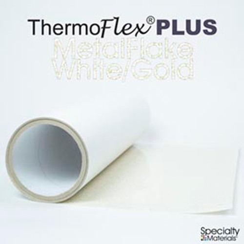 Metal Flake White/Gold - 15" x 5 Yard Roll - ThermoFlex Plus