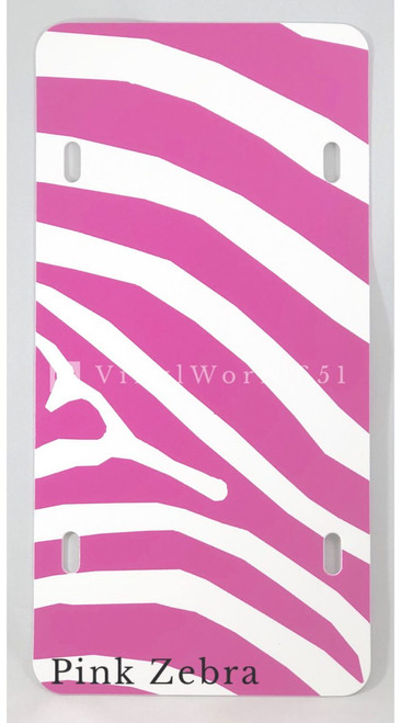 Pink Zebra Plastic License Plate