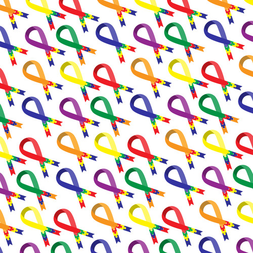 Autism Ribbon - 12" x 12" Sheet - Pattern Adhesive Vinyl