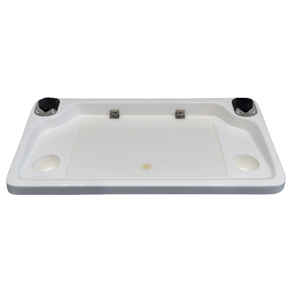 SeaKing Large White Bait Board with Moulded Cup Holders