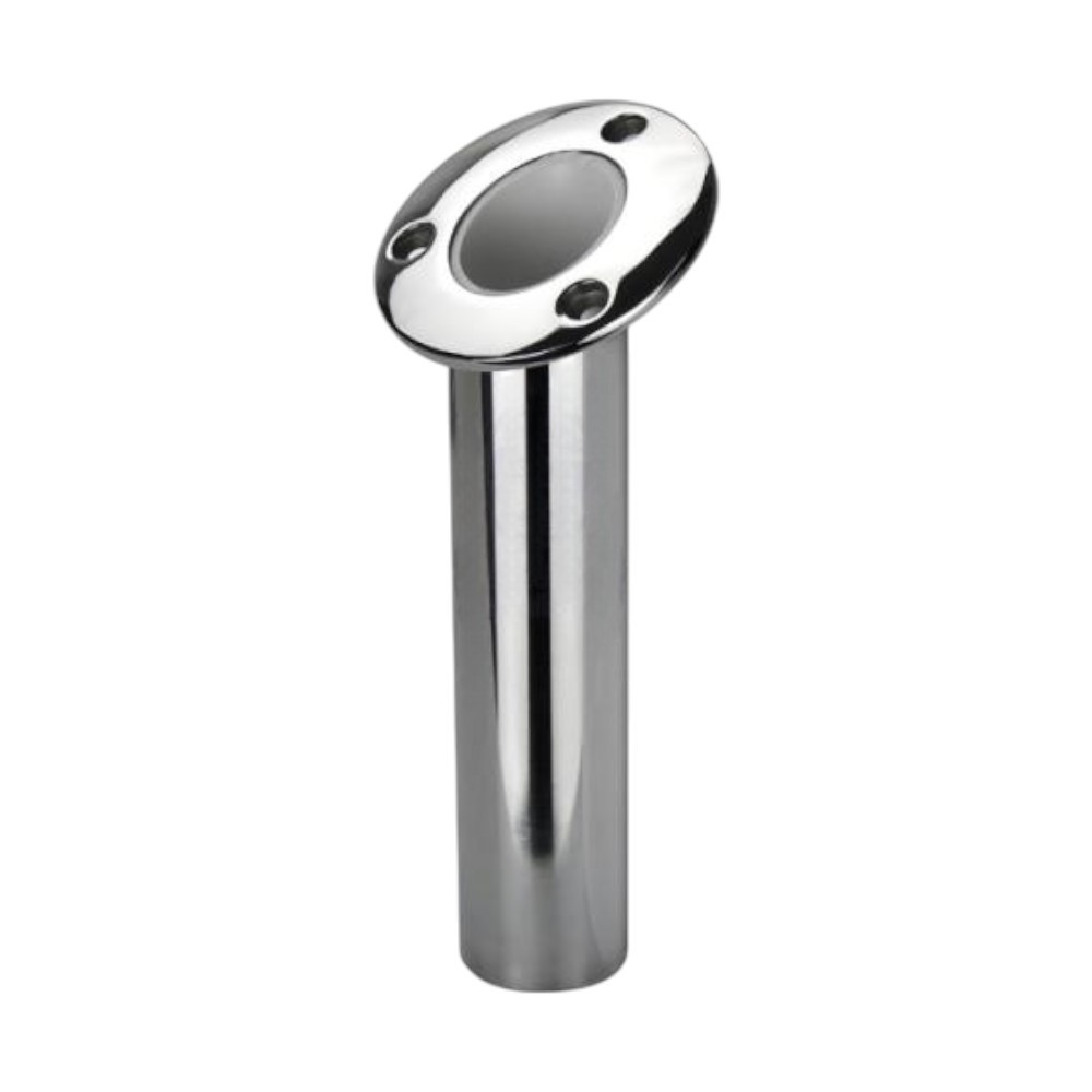 Relaxn Round Head 30° Stainless Steel Rod Holder with 316G cast top, PVC liner, and polished 304G tube