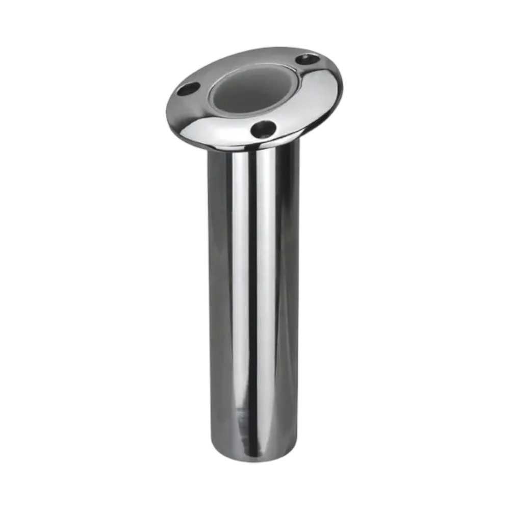 Relaxn 15 Degree Stainless Steel Rod Holder with round head, PVC liner, and polished 304G tube for secure rod placement