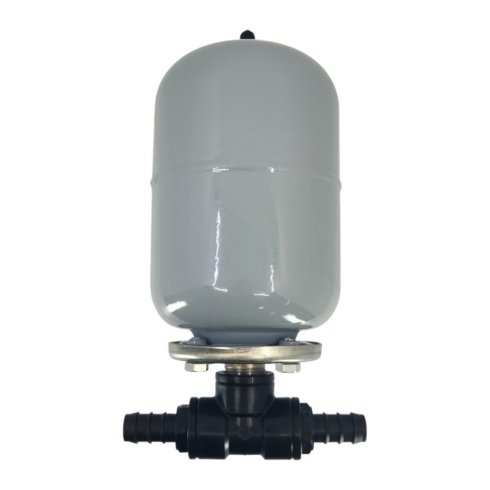 Marine accumulator tank showing 3/4 inch hose connection fitting