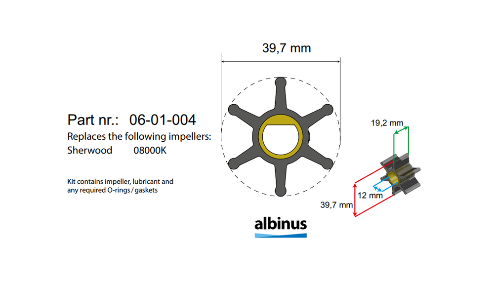 Sherwood 8000K replacement impeller kit fitment reference