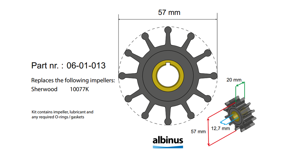 Sherwood 10077K replacement impeller kit components and fitment reference