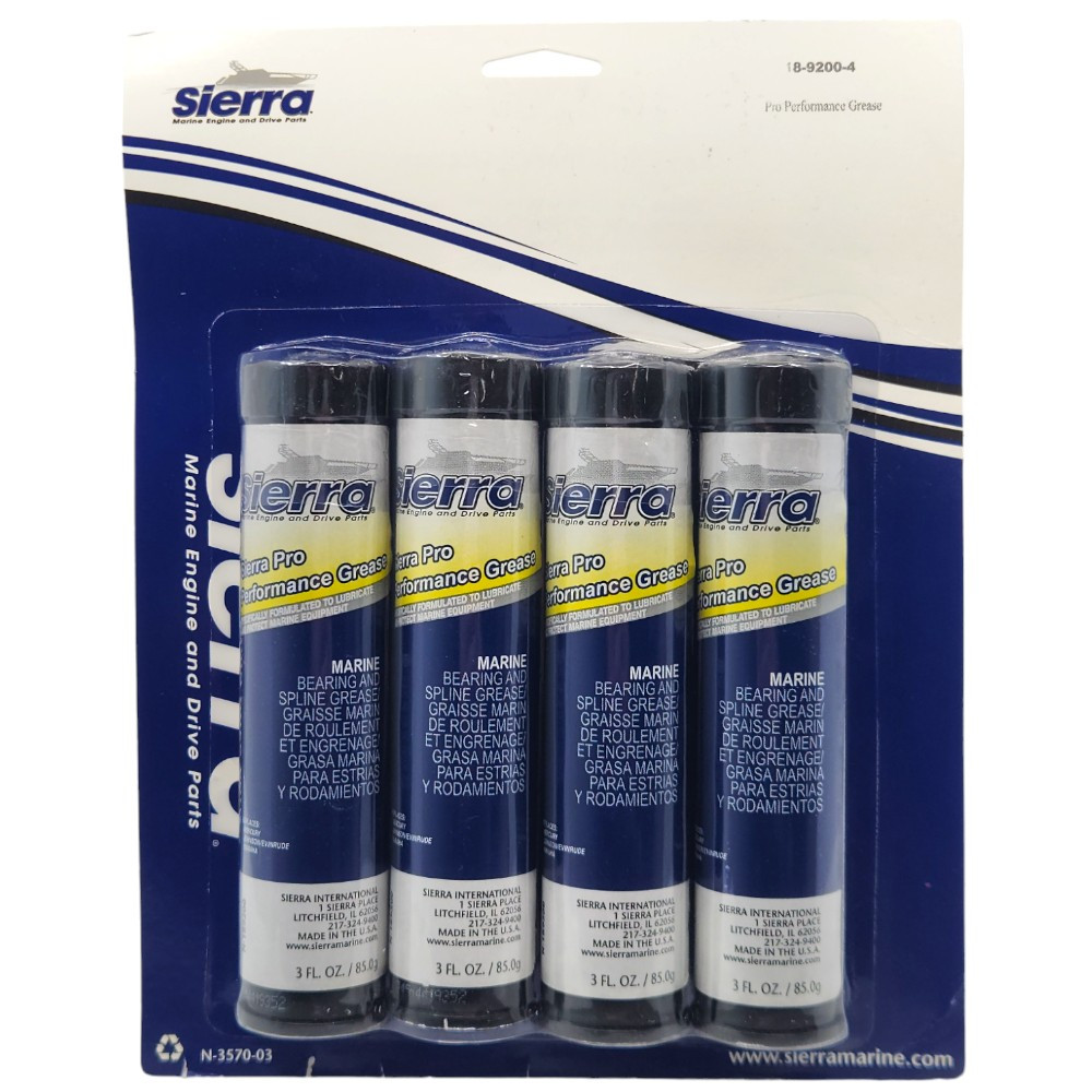 Sierra 18-9200-4 Mercury Outboard Pro Performance Grease 85G 4 Pack - front container and product label