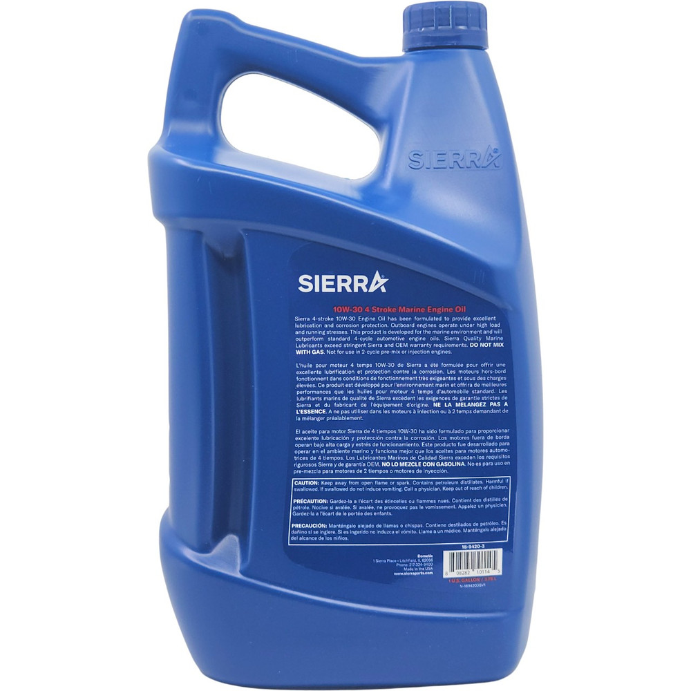 Sierra 18-9420-3 10W30 FC-W 4 Stroke Outboard Engine Oil 3.78L - rear label and specifications