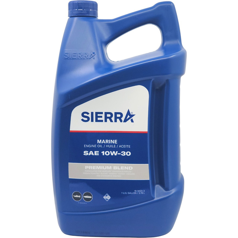 Sierra 18-9420-3 10W30 FC-W 4 Stroke Outboard Engine Oil 3.78L - front container and product label