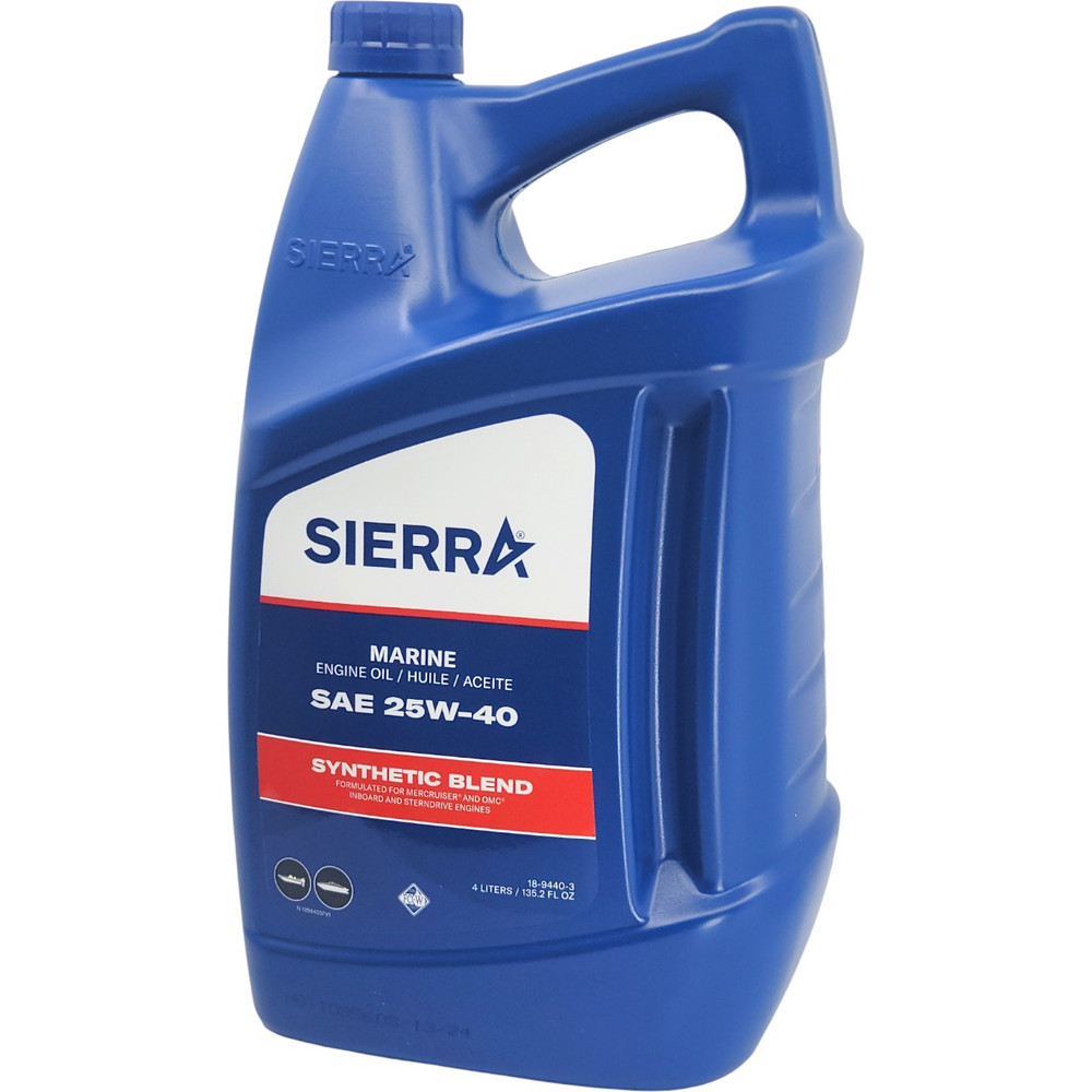 Sierra 18-9440-3 25W-40 FC-W Synthetic Blend 4 Stroke Oil 4L - container side view