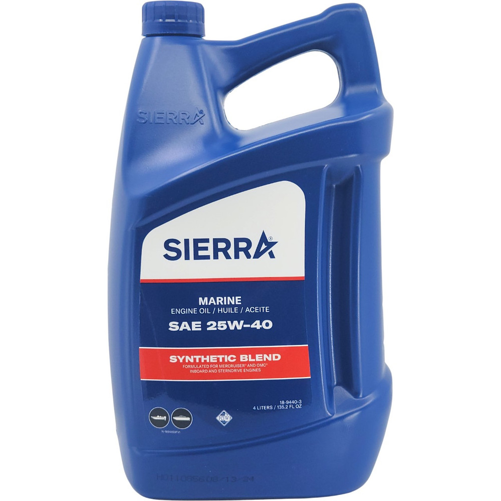 Sierra 18-9440-3 25W-40 FC-W Synthetic Blend 4 Stroke Oil 4L - front container and product label