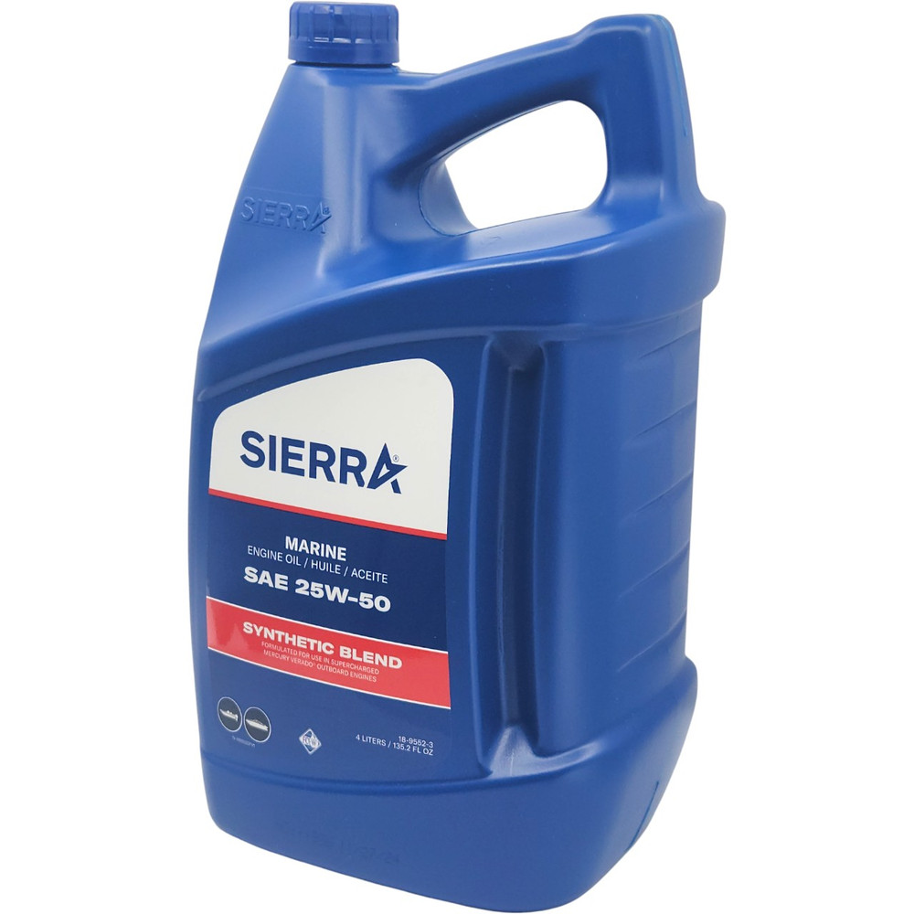 Sierra 18-9552-3 Mercury Outboard 25W-50 FC-W Semi Synthetic Oil 4L - container side view