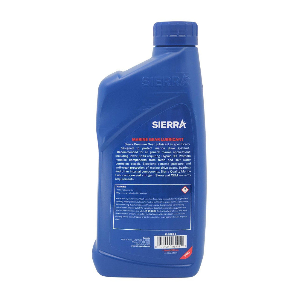 Sierra 18-9600-2 Premium Lower Unit Gear Lubricant 946ml - rear label and specifications