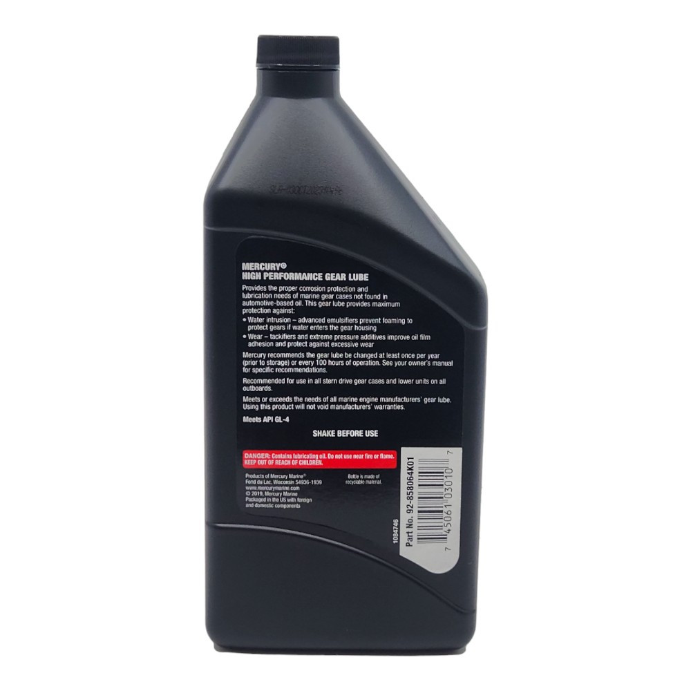 Genuine Mercury HP gear lube 946ml for marine lower units and jet pumps