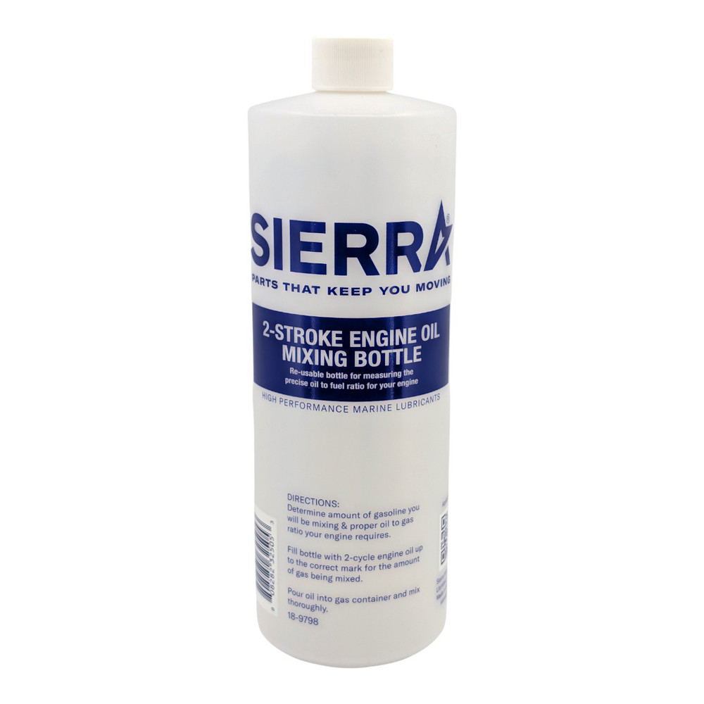 Sierra 18-9798 2-Stroke Oil Mixing Bottle - rear label and specifications