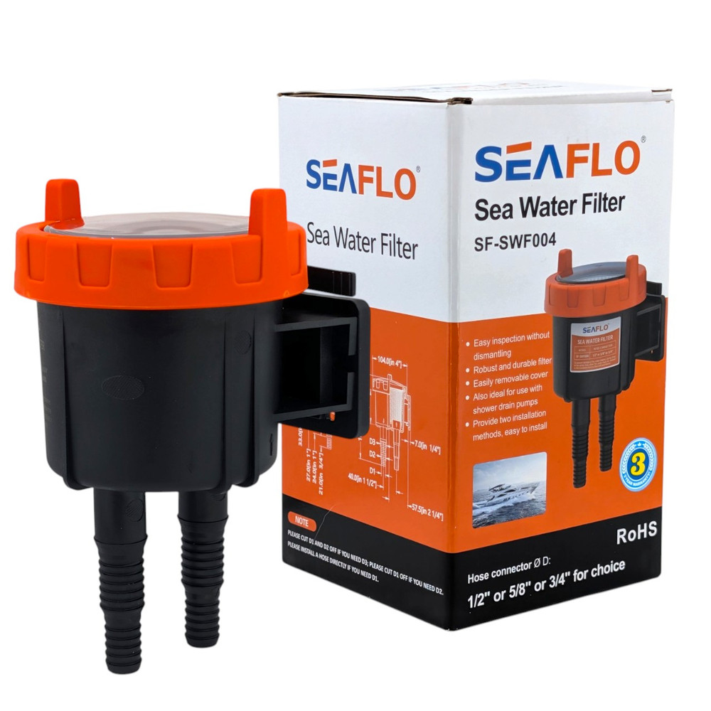 Seaflo 1/2, 5/8 and 3/4" Inlet Sea Water Strainer