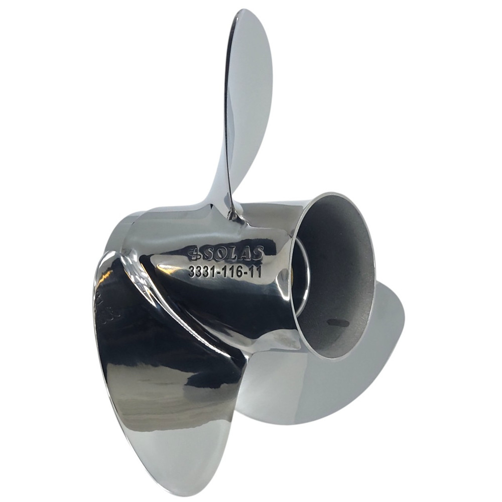 Evinrude 40-75HP New Saturn 3 Stainless Steel Propeller side profile