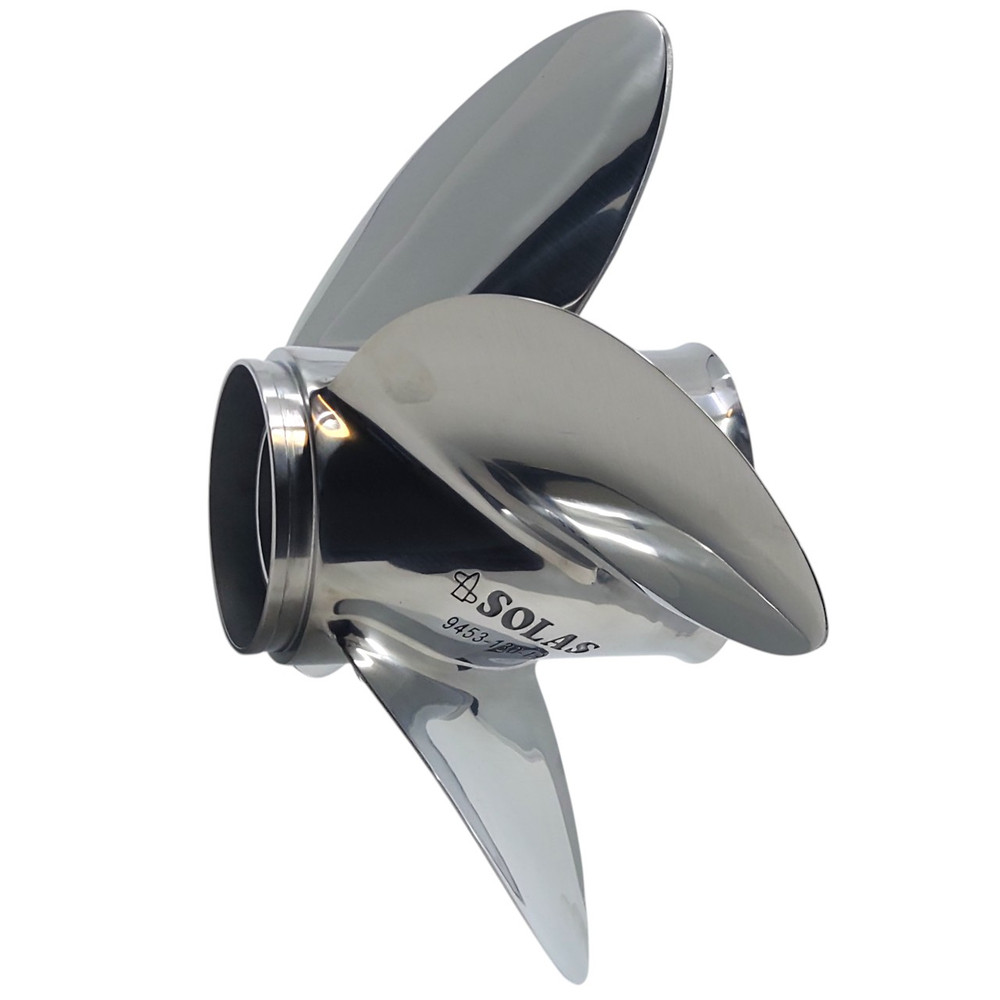 Evinrude 40-140HP Rubex HR 4 Stainless Steel LH Propeller angled display