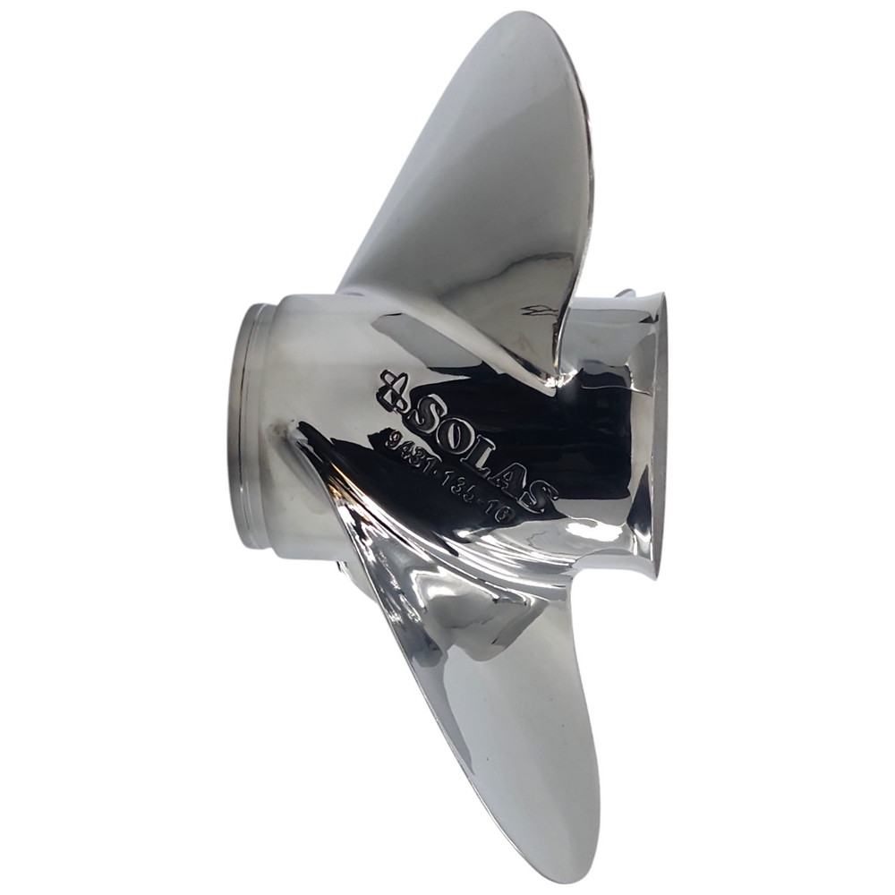 Evinrude 40-140HP Rubex NS 3 Stainless Steel RH Propeller angled display