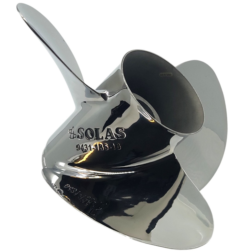 Evinrude 40-140HP Rubex NS 3 Stainless Steel RH Propeller front view