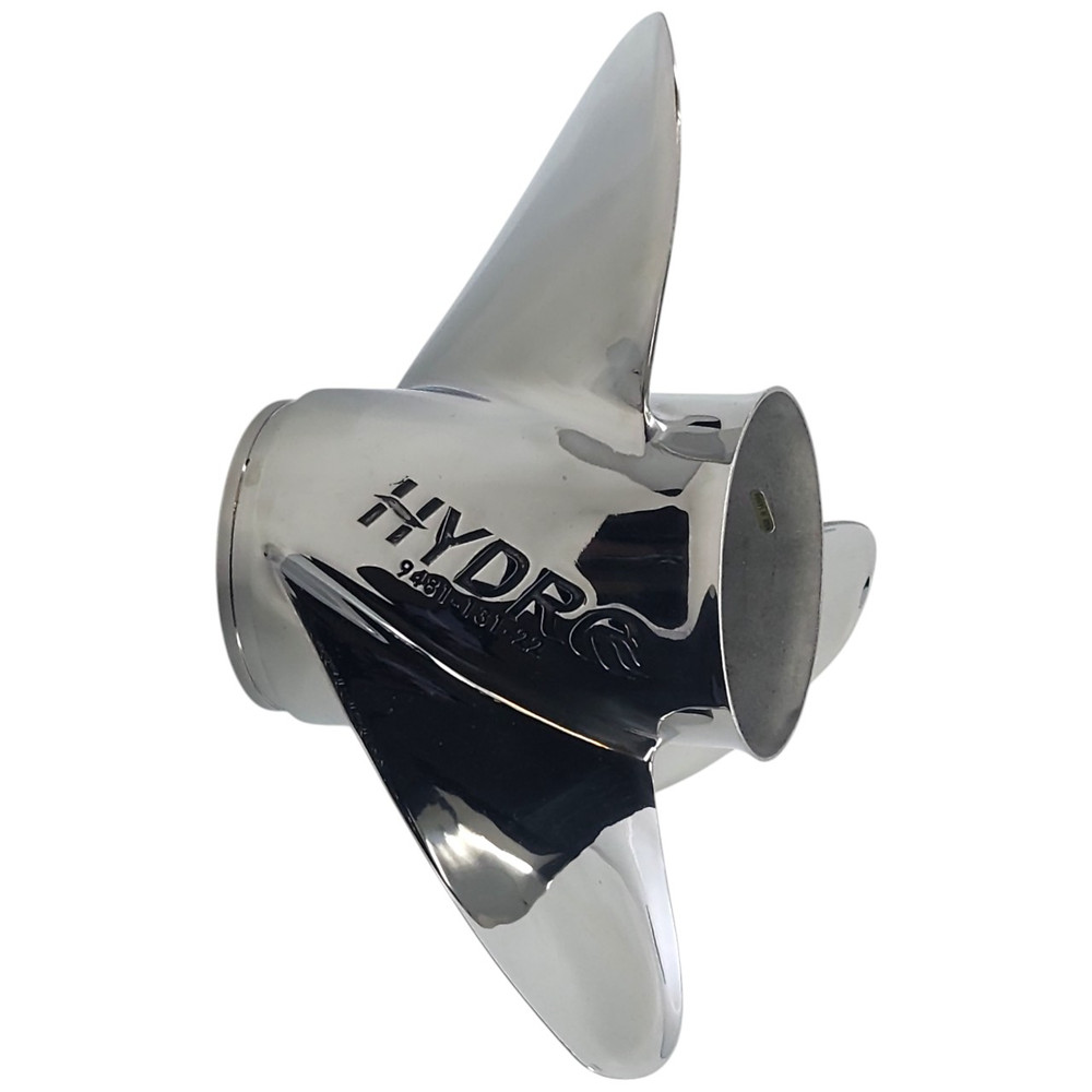 Evinrude 40-140HP Rubex Hydro Stainless Steel 3 Blade Propeller angled display