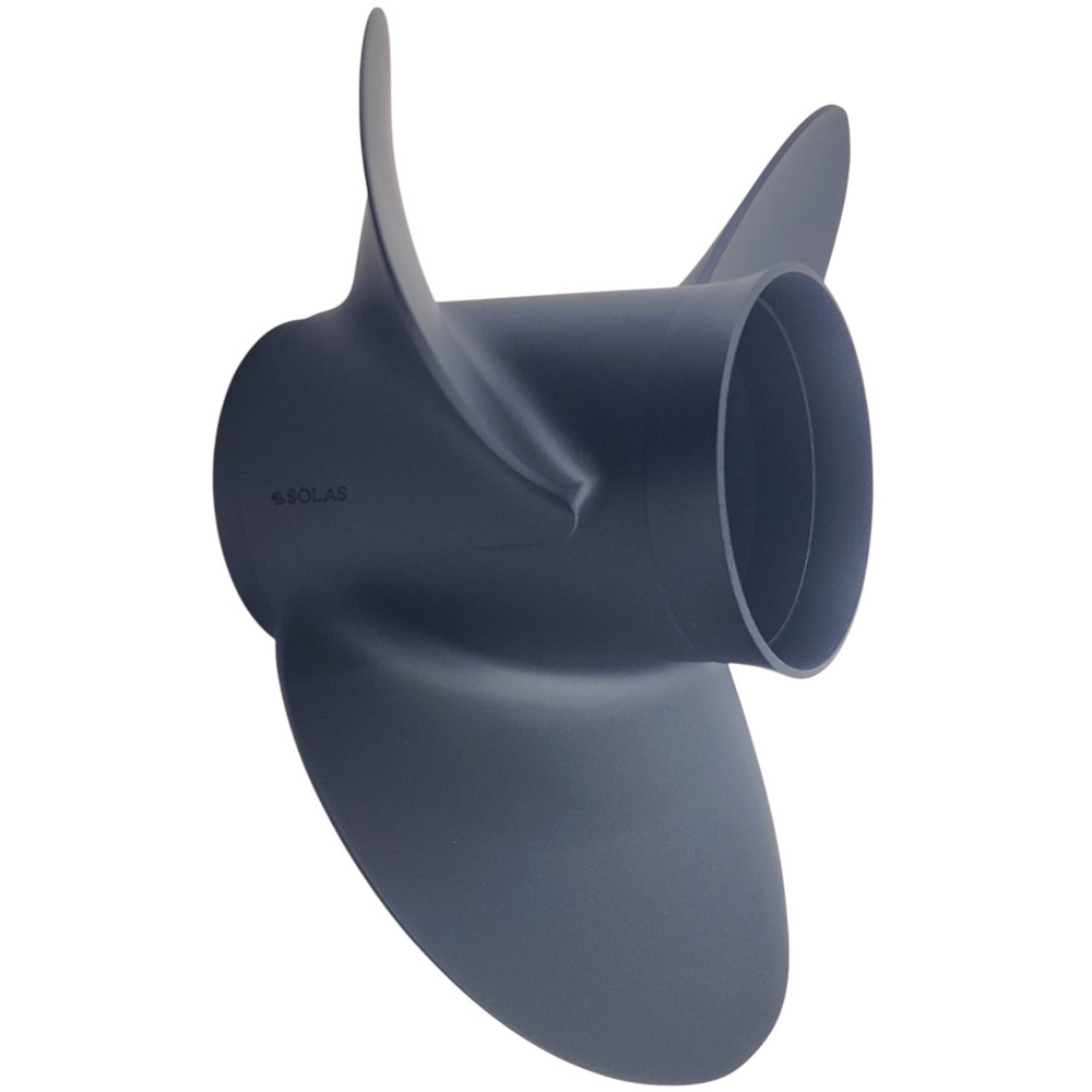 Evinrude 90-300HP Rubex 3 Plus Aluminium LH Propeller showing larger blade design