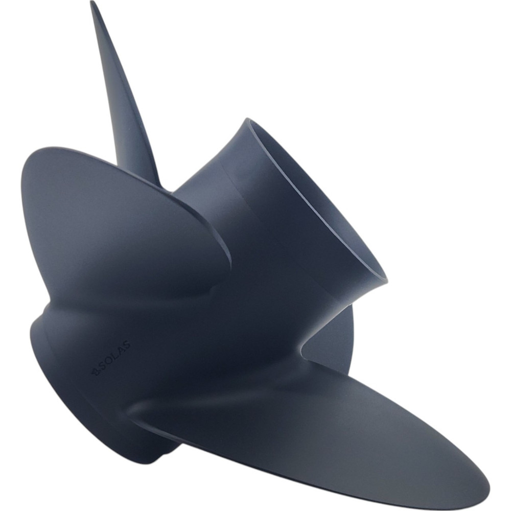Evinrude 90-300HP Rubex 4 Aluminium LH Propeller showing 4 blade design