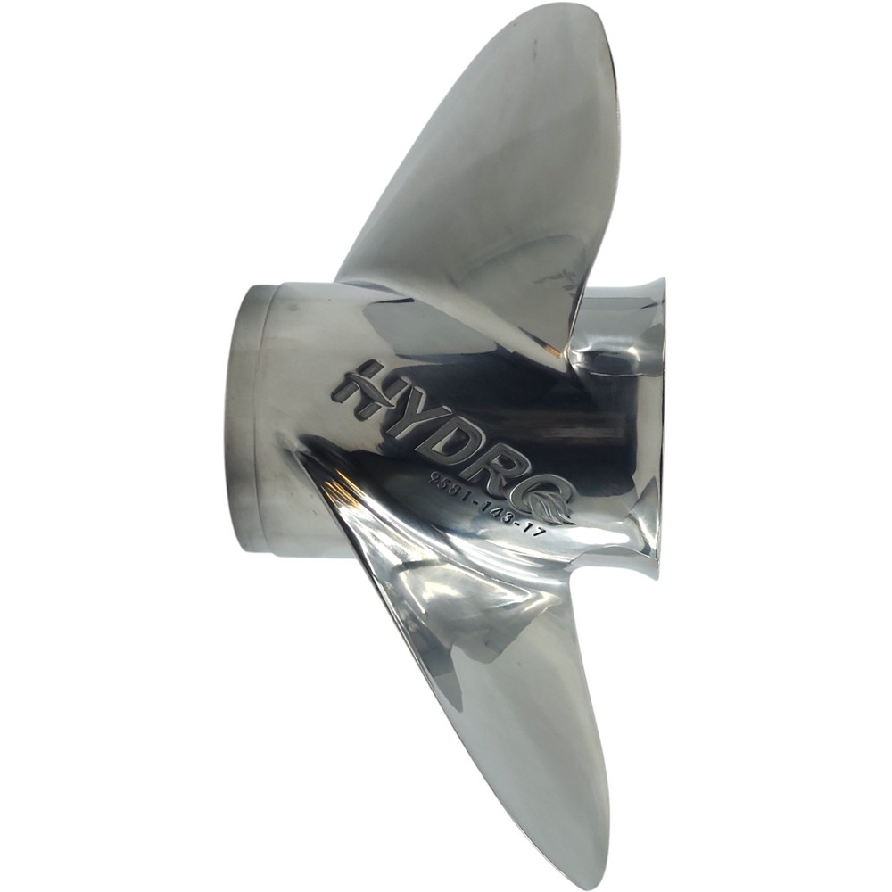 Evinrude 90-300HP Rubex Hydro Stainless Steel RH Propeller angled display