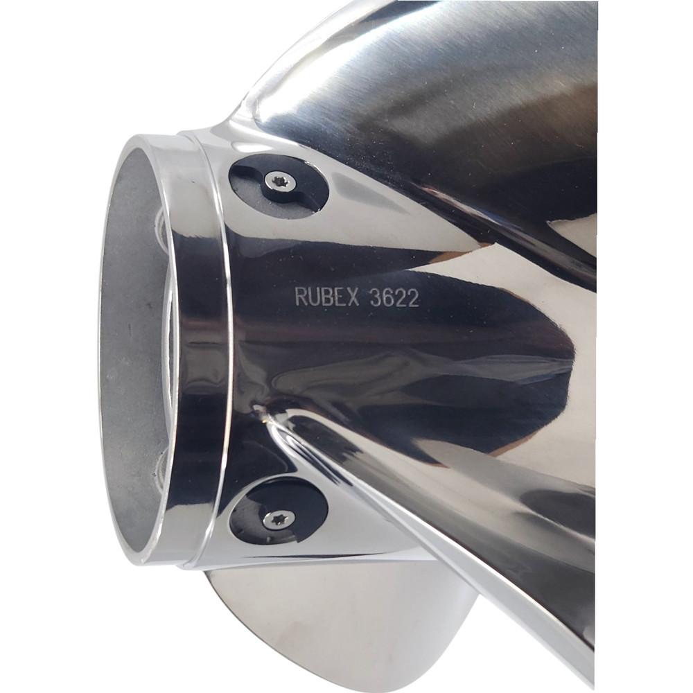 Evinrude 200-300HP Rubex Pro L4 Stainless Steel LH Propeller blade detail close up