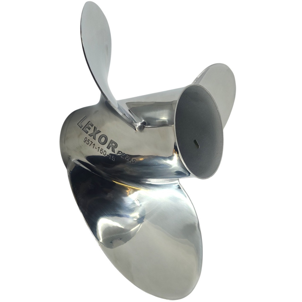 Johnson 200-300HP Rubex 3 Pro L3 left-hand stainless steel propeller with 4 pitch options