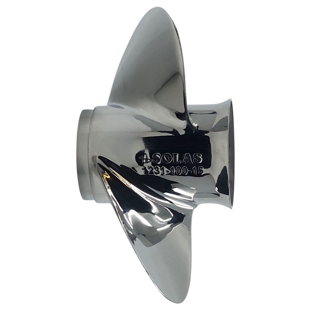Solas stainless steel New Saturn propeller for 10 Spline 3" Gearcase Mariner outboards