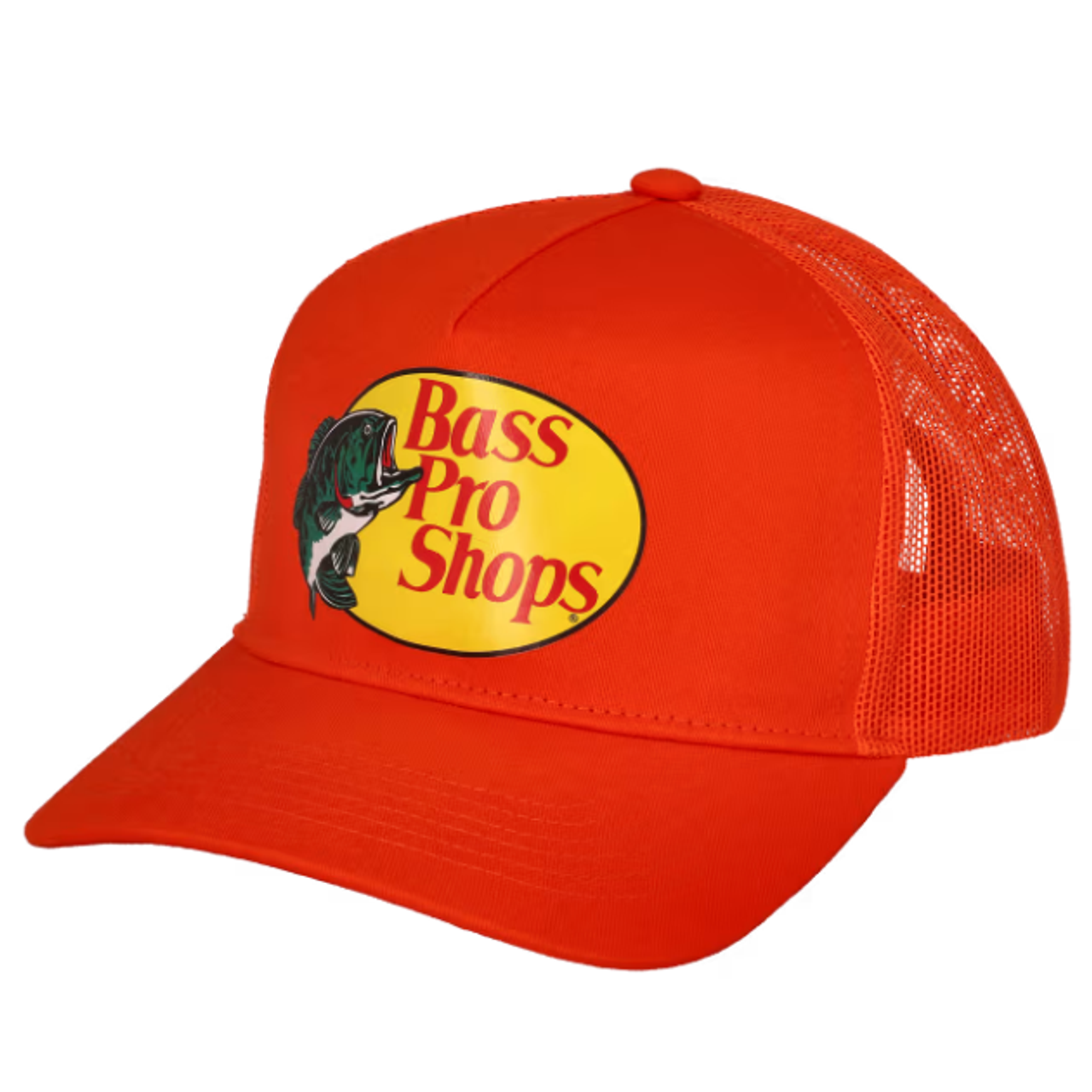 Bass Pro Shops Mesh Trucker Cap Orange - Printed Logo - Boaters World