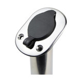 304G polished stainless steel rod holder with solid gimbal pin and black rubber mounting gasket by Relaxn