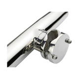 Adjustable 316G stainless steel rod holder by Relaxn with hard plastic insert and rubber rail protectors for boats