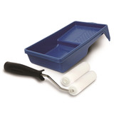 Two paint trays, roller handle, and two 4" Propspeed rollers