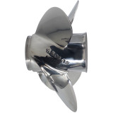 Evinrude 40-140HP Rubex 4 Blade Stainless Steel Propeller side profile Evinrude 40-140HP Rubex 4 Blade Stainless Steel Propeller side profile