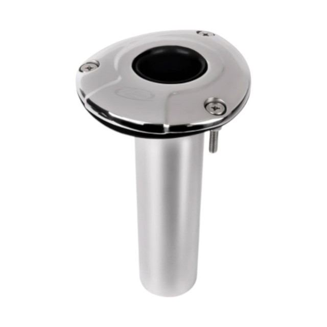 Bluewater Exploding Fish 0 Degree Head Stainless Steel Rod Holder with 316G stainless steel, tig-welded gimbal pin, and mirror-polished finish for stable marine rod placement Bluewater Exploding Fish 0 Degree Head Stainless Steel Rod Holder with 316G stainless steel, tig-welded gimbal pin, and mirror-polished finish for stable marine rod placement