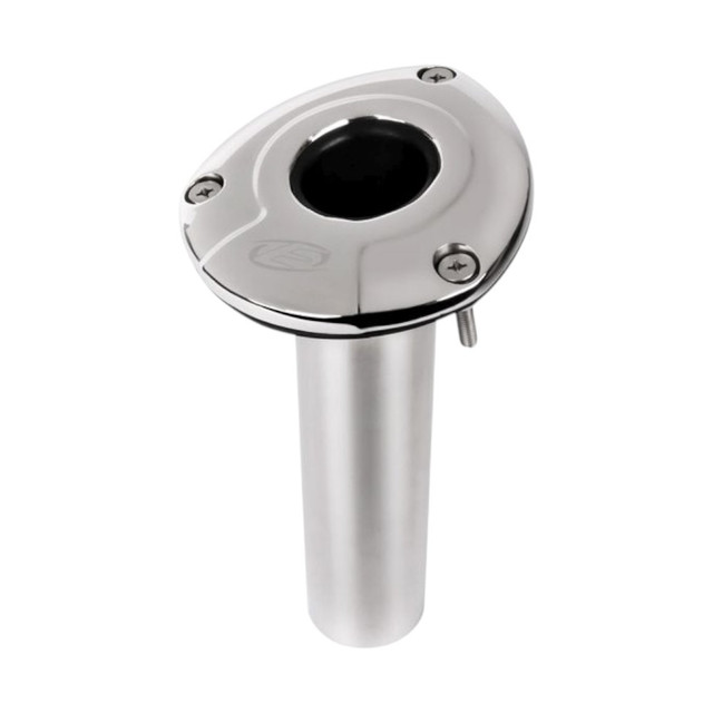 Bluewater Exploding Fish 15 Degree Head Stainless Steel Rod Holder with 316G stainless steel, tig-welded gimbal pin, and mirror-polished finish for offshore fishing Bluewater Exploding Fish 15 Degree Head Stainless Steel Rod Holder with 316G stainless steel, tig-welded gimbal pin, and mirror-polished finish for offshore fishing